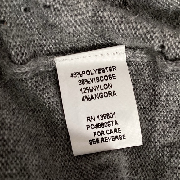 EUC 02 Leather Fringe Trim Angora Blend Gray Sweater Xs - Picture 8 of 9